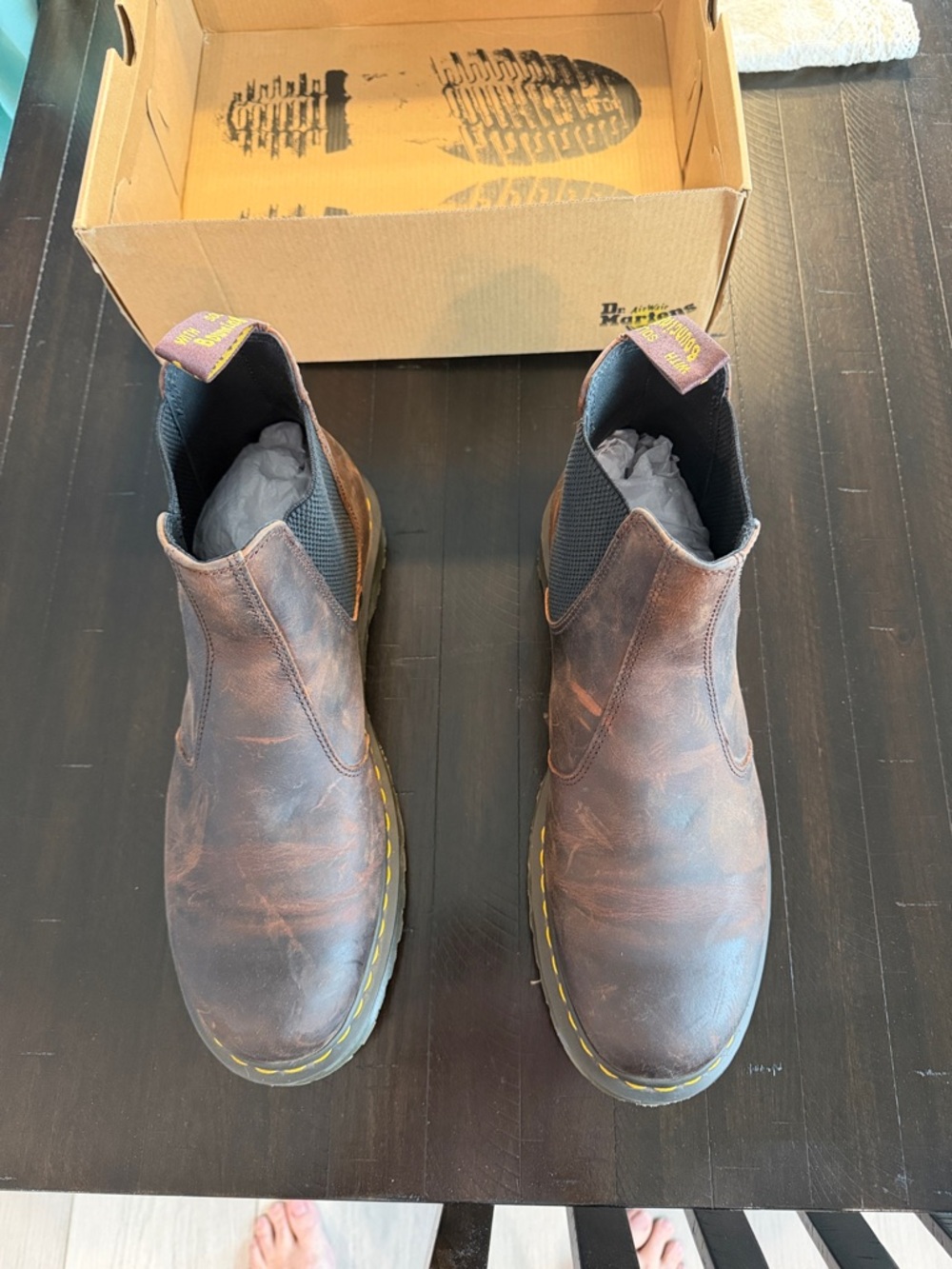 Dr. Martens Chestnut Brown Full Waxed Grain Slip-On Boots US Size 13 NIB - Picture 4 of 10